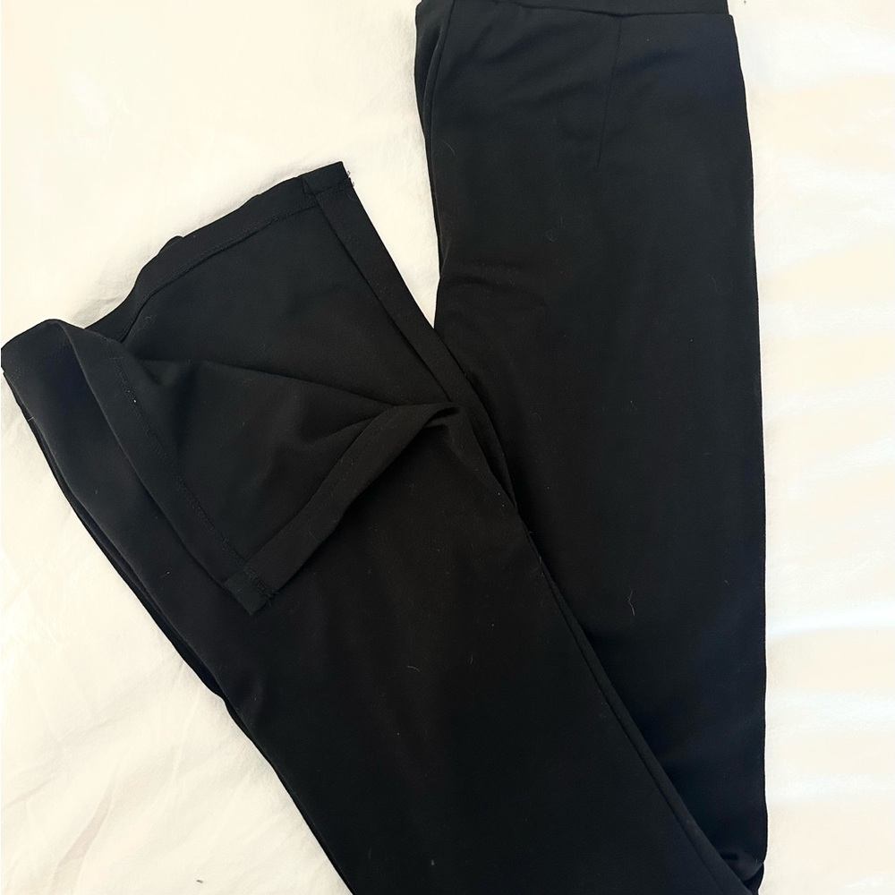 VILA Black Flare Pants With Split Hem Size Medium - Picture 5 of 8